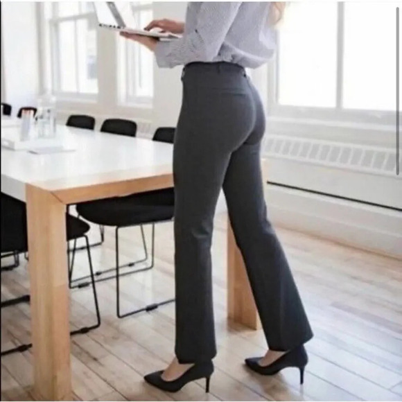 Betabrand Straight Leg Classic Yoga Dress Pants Charcoal Gray Size Medium - Picture 2 of 10